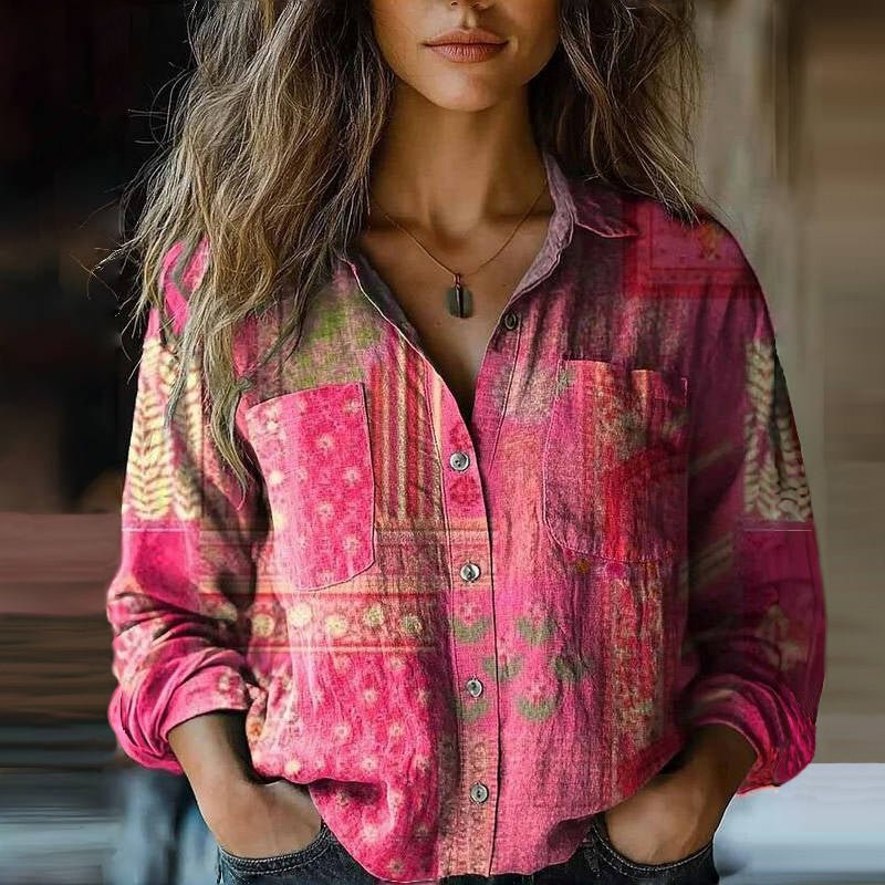 Luisa | Boho blouse for women with vintage paisley print