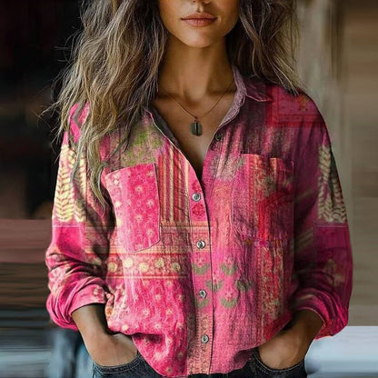 Luisa | Boho blouse for women with vintage paisley print