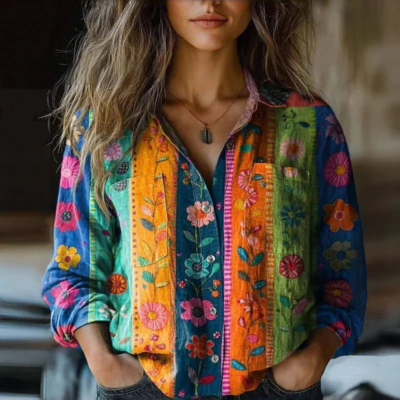Luisa | Boho blouse for women with vintage paisley print