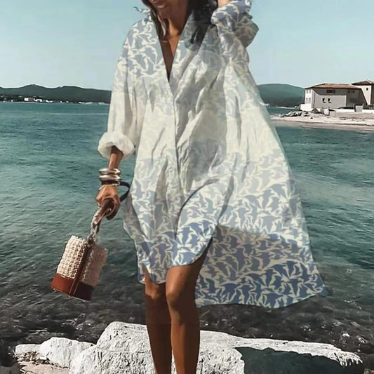 Felicia | Robe chemise imprimée à manches longues