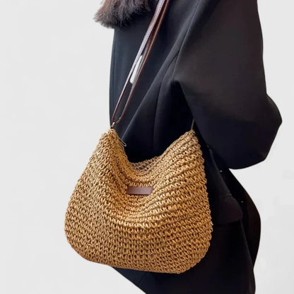 Leyley | Bolso Bandolera de Rafia con Correa Larga