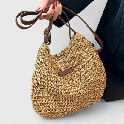 Leyley | Bolso Bandolera de Rafia con Correa Larga