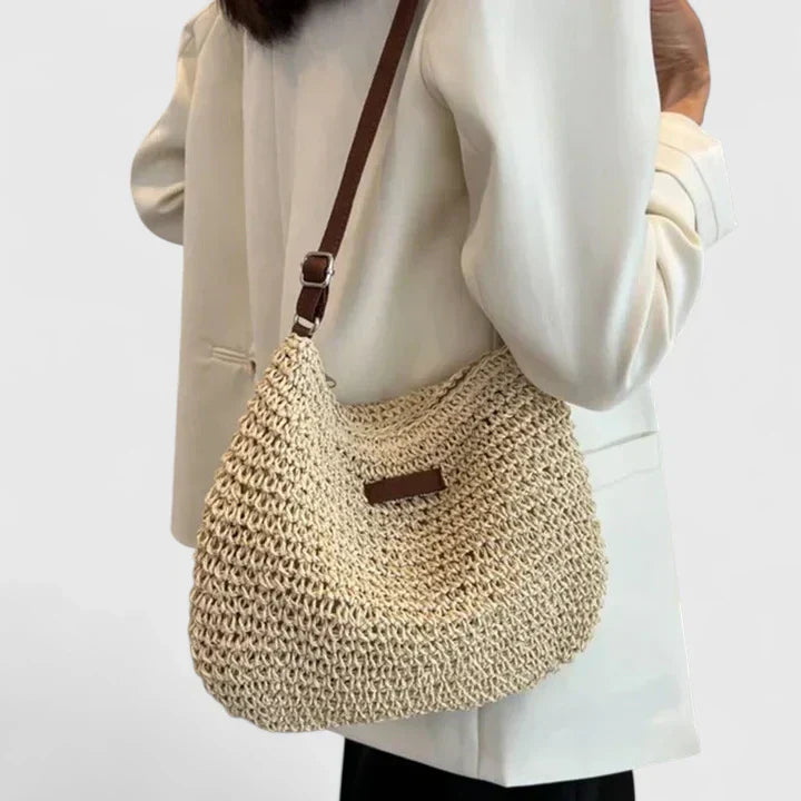 Leyley | Bolso Bandolera de Rafia con Correa Larga