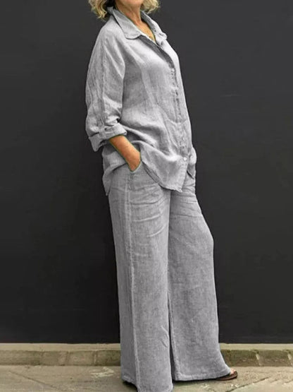 Selira | Conjunto de dos piezas para mujer con camisa y pantalón ancho