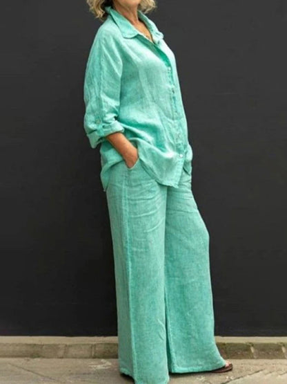 Selira | Conjunto de dos piezas para mujer con camisa y pantalón ancho