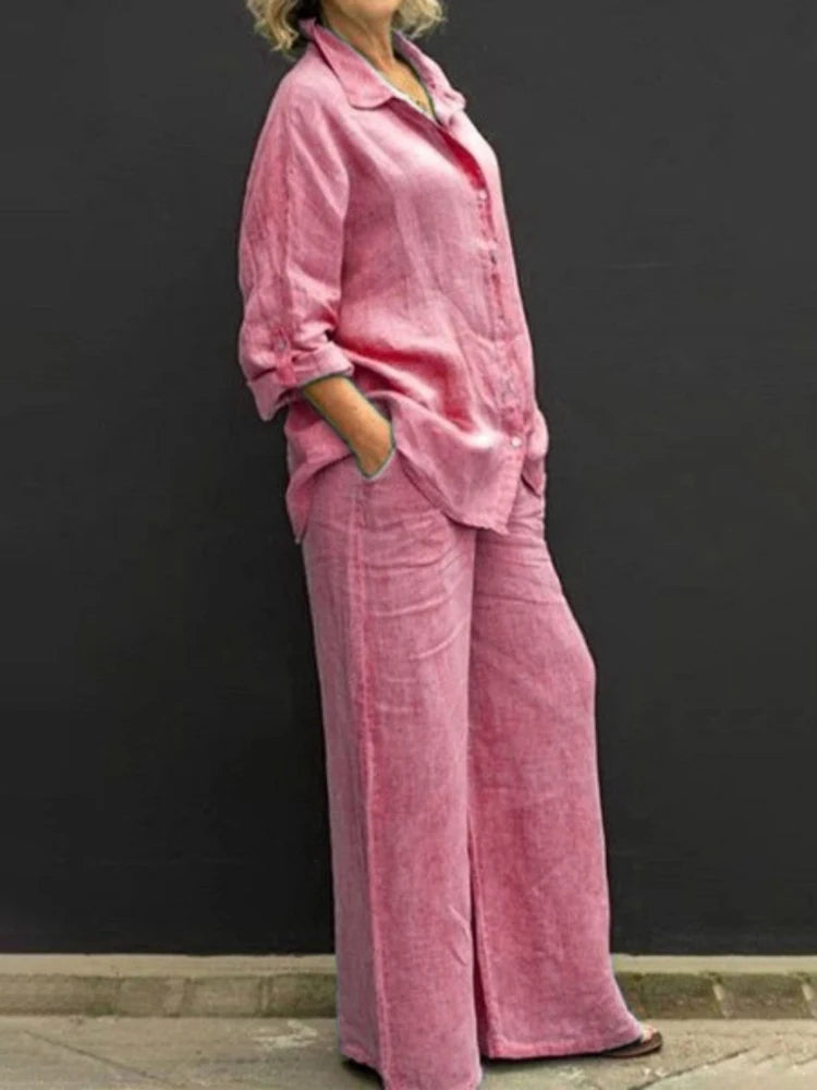 Selira | Conjunto de dos piezas para mujer con camisa y pantalón ancho