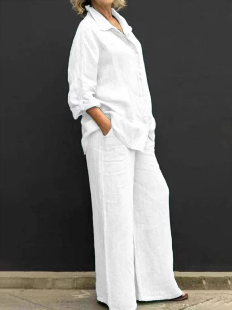 Selira | Conjunto de dos piezas para mujer con camisa y pantalón ancho