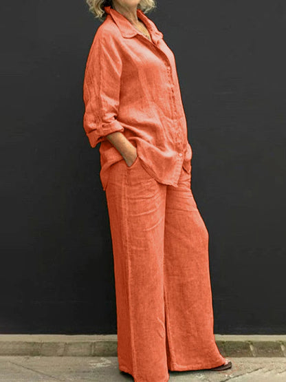 Selira | Conjunto de dos piezas para mujer con camisa y pantalón ancho