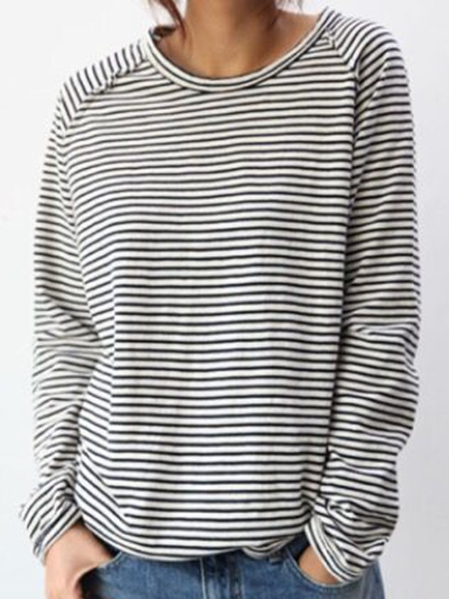 Carolina | Camiseta de manga larga con rayas y cuello redondo
