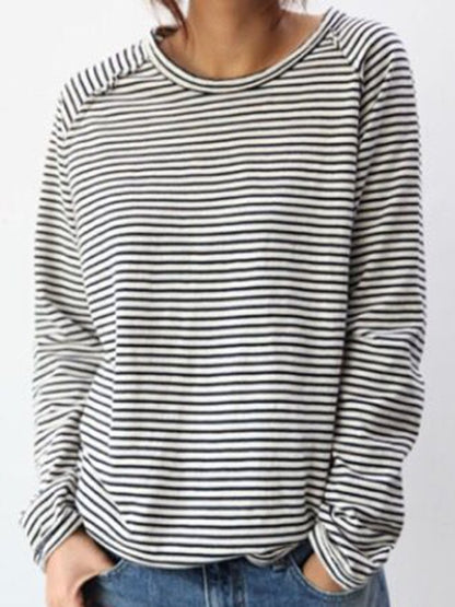 Carolina | Camiseta de manga larga con rayas y cuello redondo