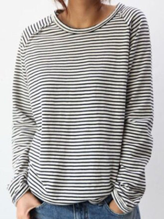 Carolina | Long-sleeved striped crew neck t-shirt