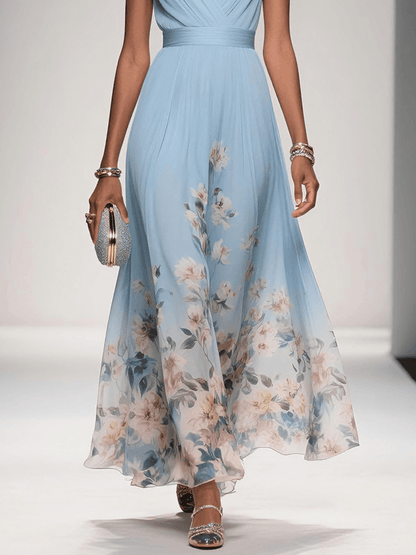 Daniela | Robe longue femme à imprimé floral et col en V