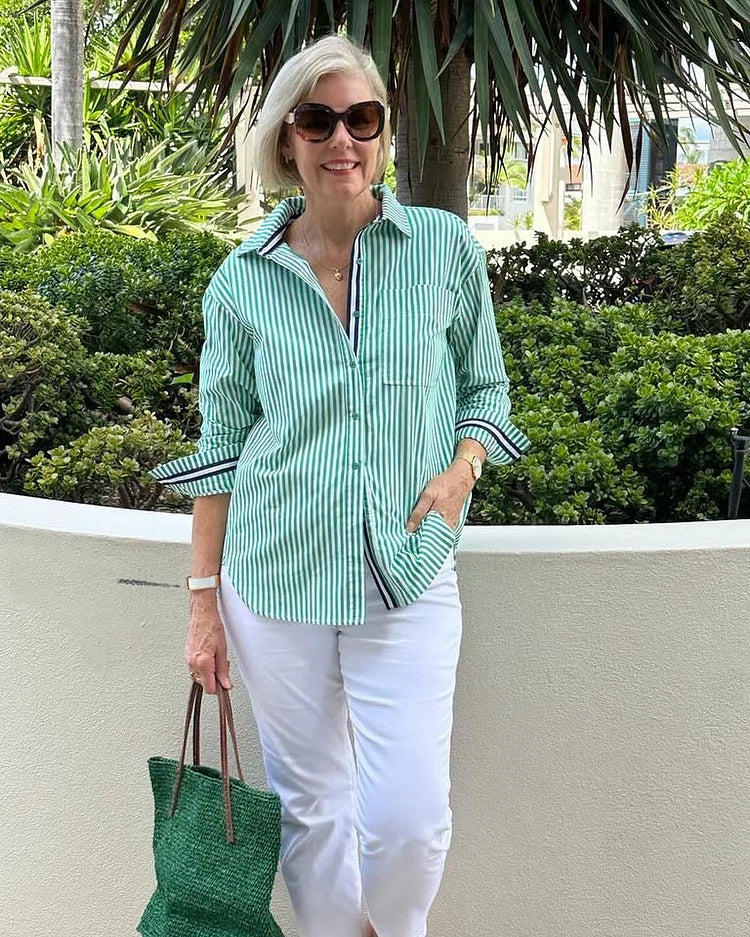 Marvella | Camisa a rayas para mujer con botones y corte clásico