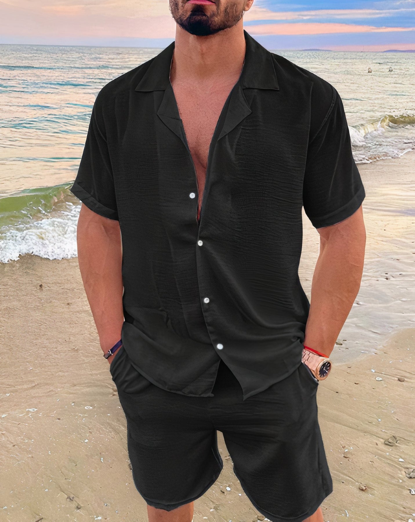 Kilian | Men's Summer Set with Short Sleeve Shirt and Shorts | Lightweight