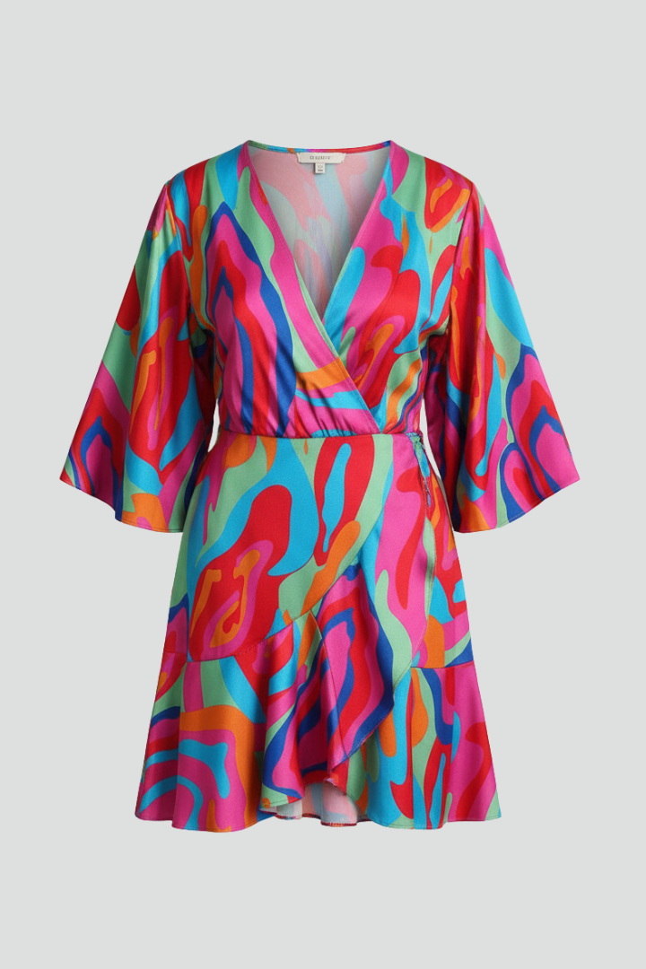 Graciela | Vestido mini para mujer con diseño cruzado y estampado