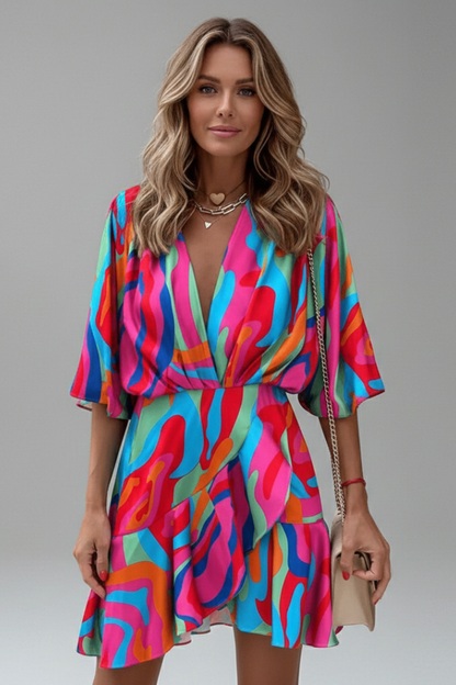 Graciela | Vestido mini para mujer con diseño cruzado y estampado