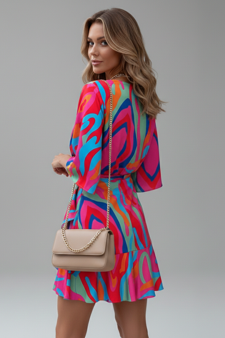 Graciela | Vestido mini para mujer con diseño cruzado y estampado