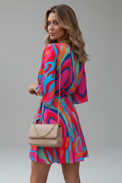 Graciela | Vestido mini para mujer con diseño cruzado y estampado