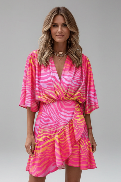 Graciela | Vestido mini para mujer con diseño cruzado y estampado