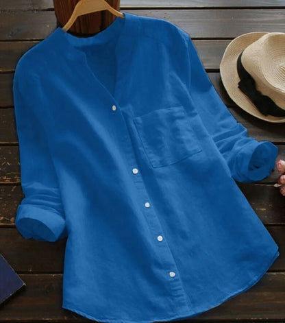 Fleur | Chemise à manches longues et poche, sans col à revers
