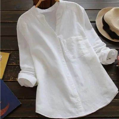 Fleur | Chemise à manches longues et poche, sans col à revers