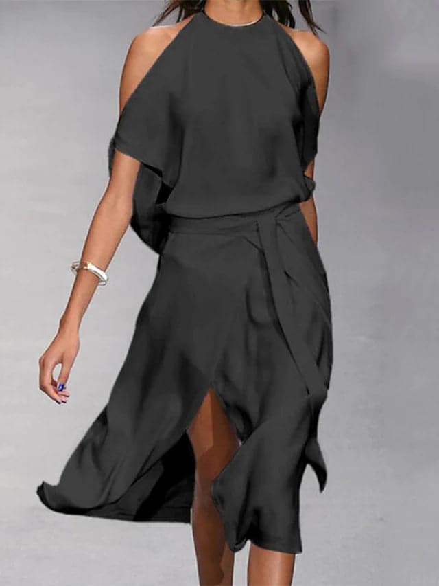 Aitana | Women's off-the-shoulder midi dress with a flowing cut