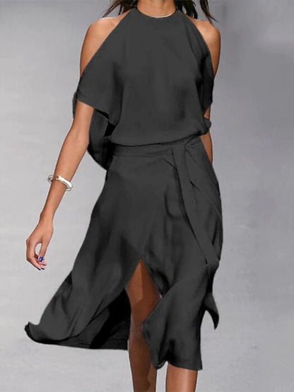 Aitana | Women's off-the-shoulder midi dress with a flowing cut