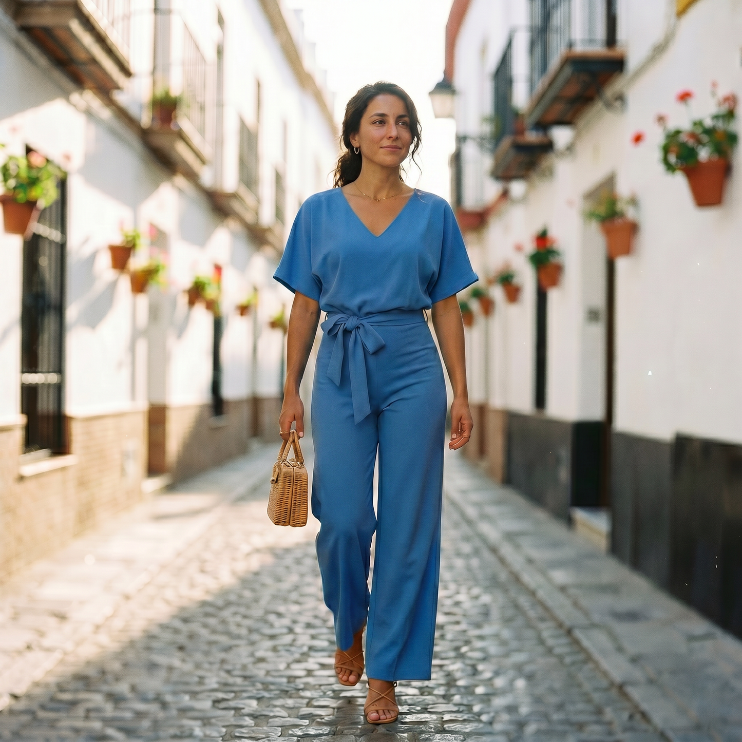 Gisela | Women's Short Sleeve Belted Casual Jumpsuit