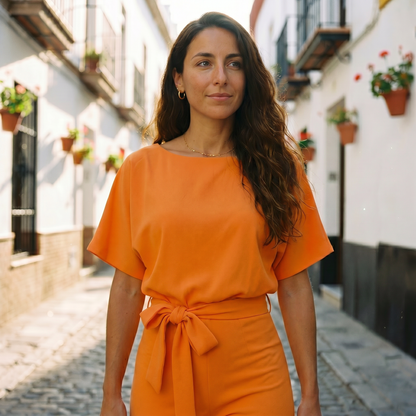 Gisela | Women's Short Sleeve Belted Casual Jumpsuit