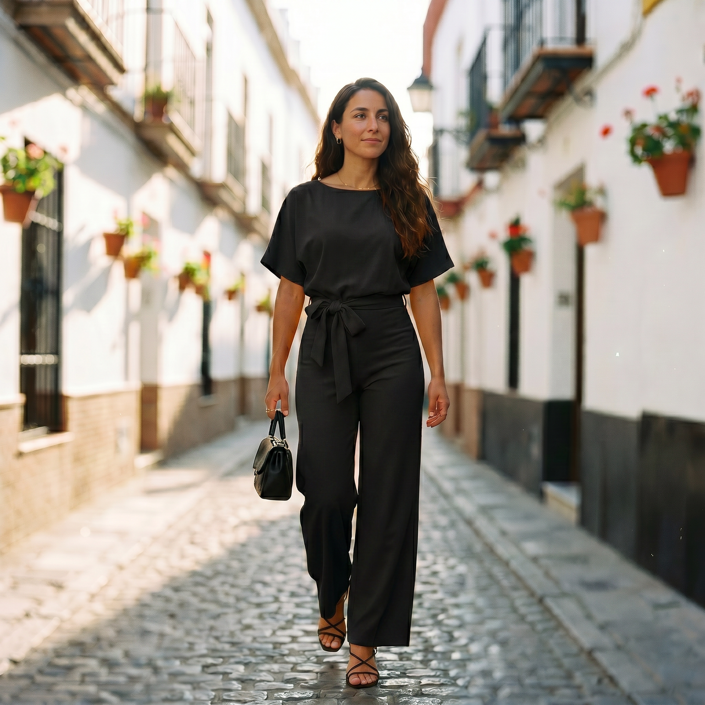 Gisela | Women's Short Sleeve Belted Casual Jumpsuit