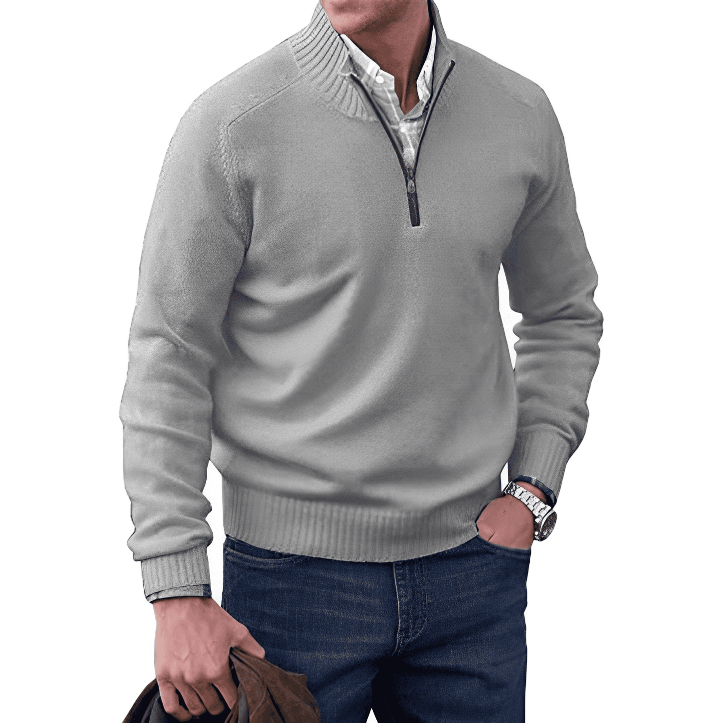 Julio | Jersey de punto casual con media cremallera para hombre