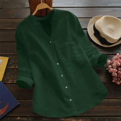 Fleur | Chemise à manches longues et poche, sans col à revers