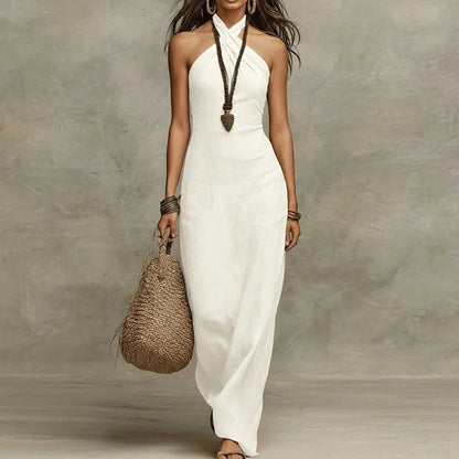 Paloma | Vestido halter para mujer con escote cruzado y sin mangas