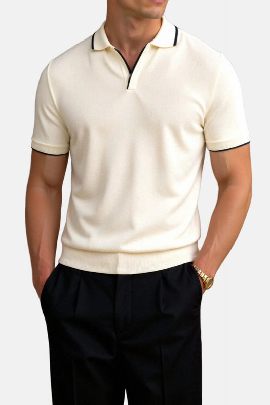 Hugo | Herren-Poloshirt aus Strick mit offenem Kragen  