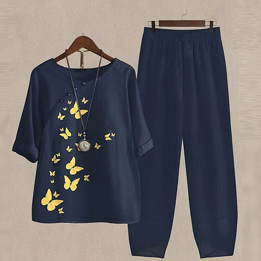 Elanira | Ensemble décontracté femme avec haut ample et pantalon slim | Doux