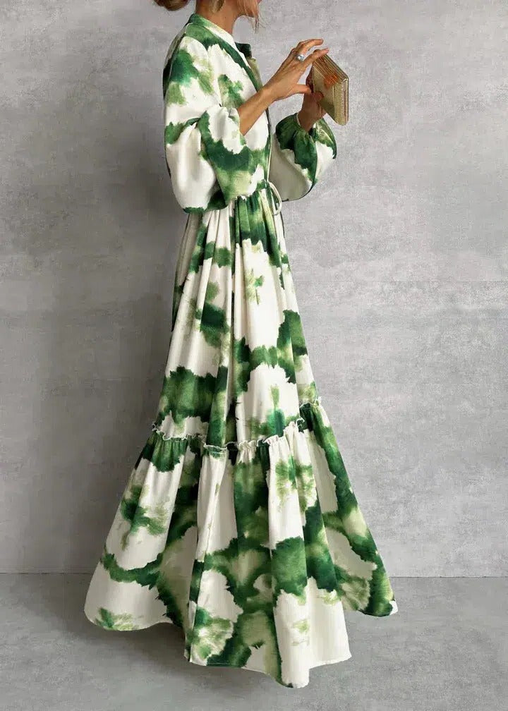 Teodora | Women's maxi dress with gradient print and belt