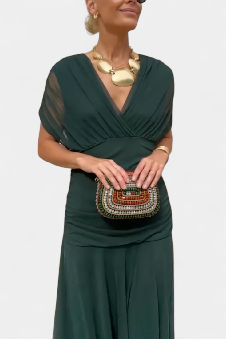 Laura | Vestido maxi de verano para mujer con escote en V elegante