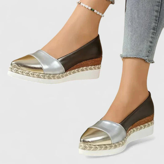 Herminia | Women's platform espadrilles with metallic finish