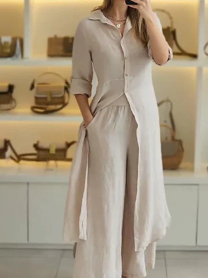 Alvera | Vestido camisero largo para mujer con botones y manga tres cuartos