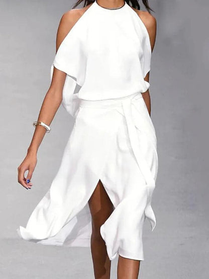 Aitana | Women's off-the-shoulder midi dress with a flowing cut