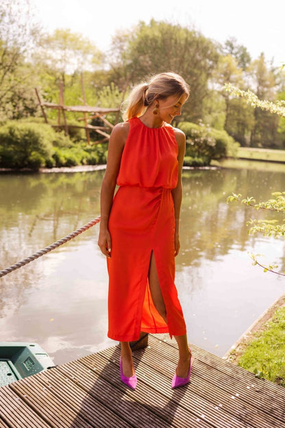 Elvira | Vestido midi elegante para mujer sin mangas verano
