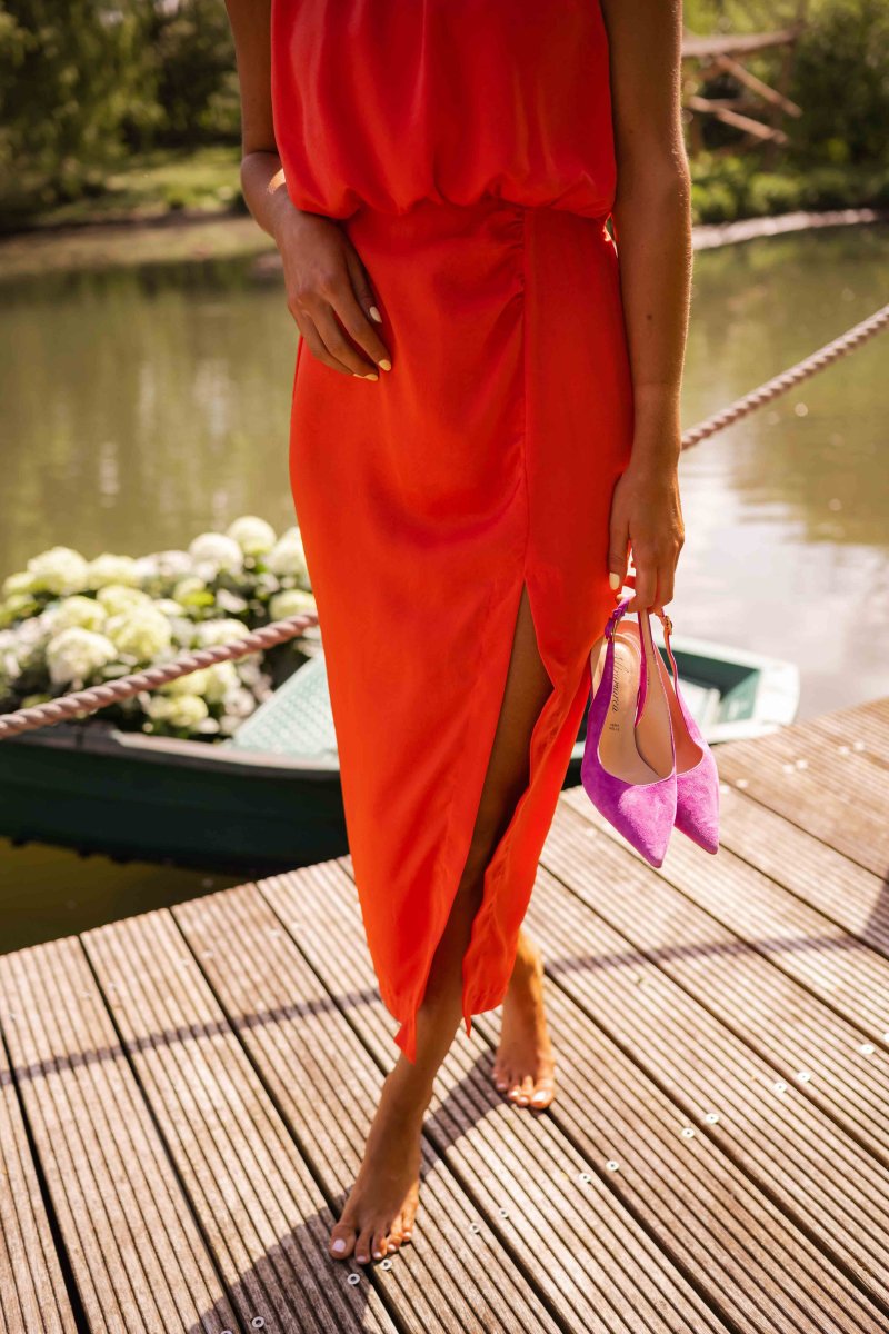 Elvira | Vestido midi elegante para mujer sin mangas verano
