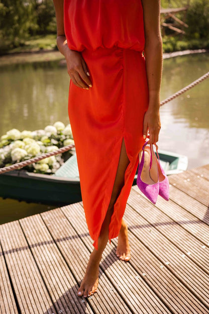 Elvira | Vestido midi elegante para mujer sin mangas verano