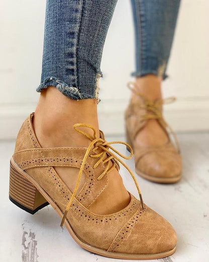 Beltrán | Zapatos de tacón con cordones estilo T para mujer