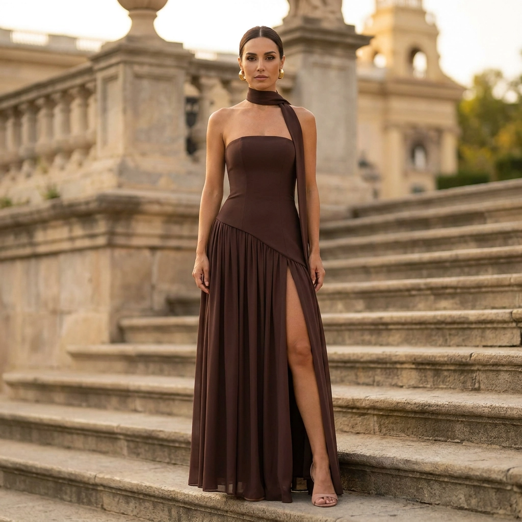 Talina | Women's Asymmetric Strapless Maxi Dress
