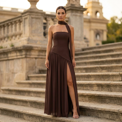 Talina | Women's Asymmetric Strapless Maxi Dress