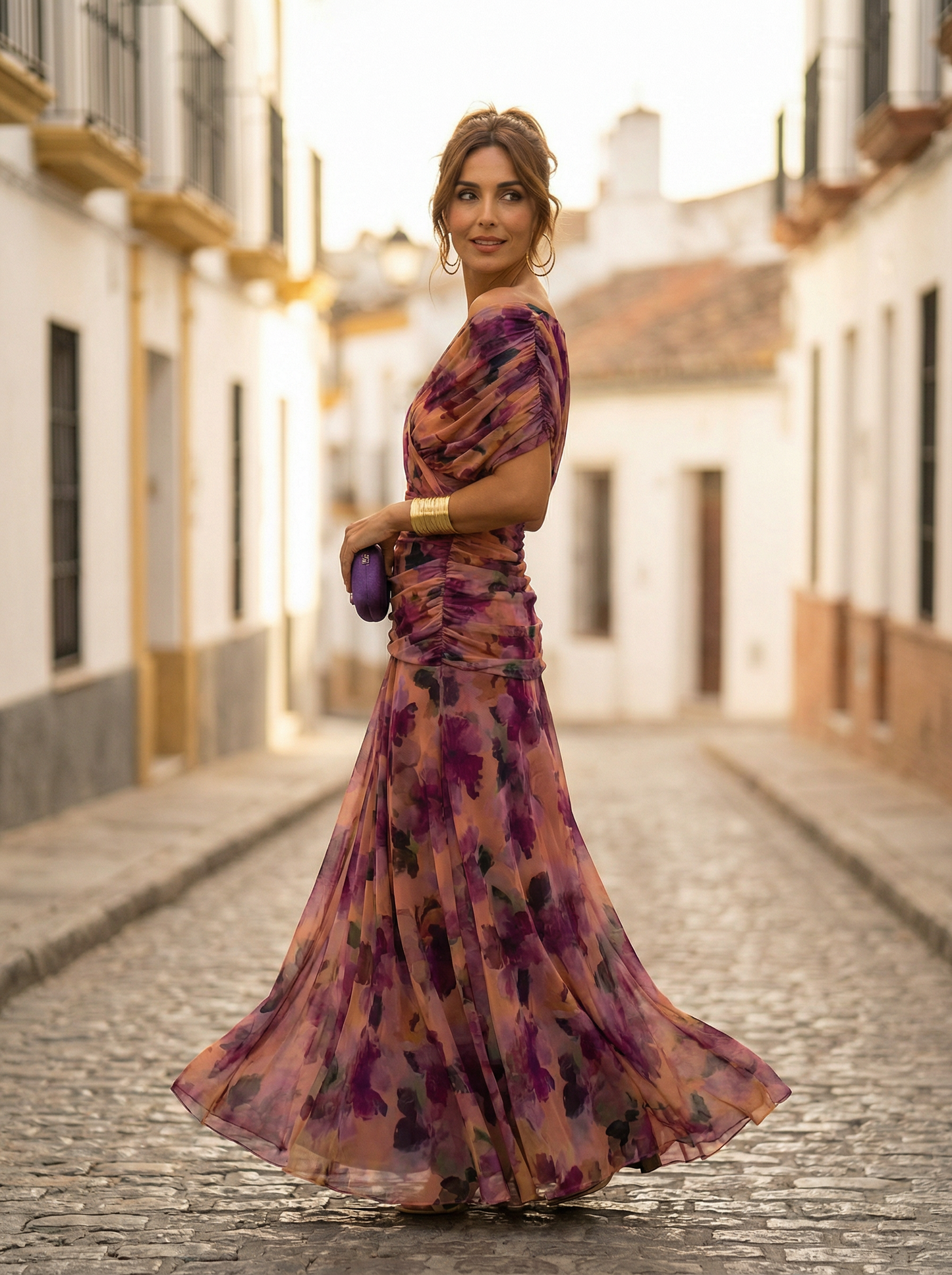 Leo | Elegant V-Neck Ruched Long Dress for Women | Wedding