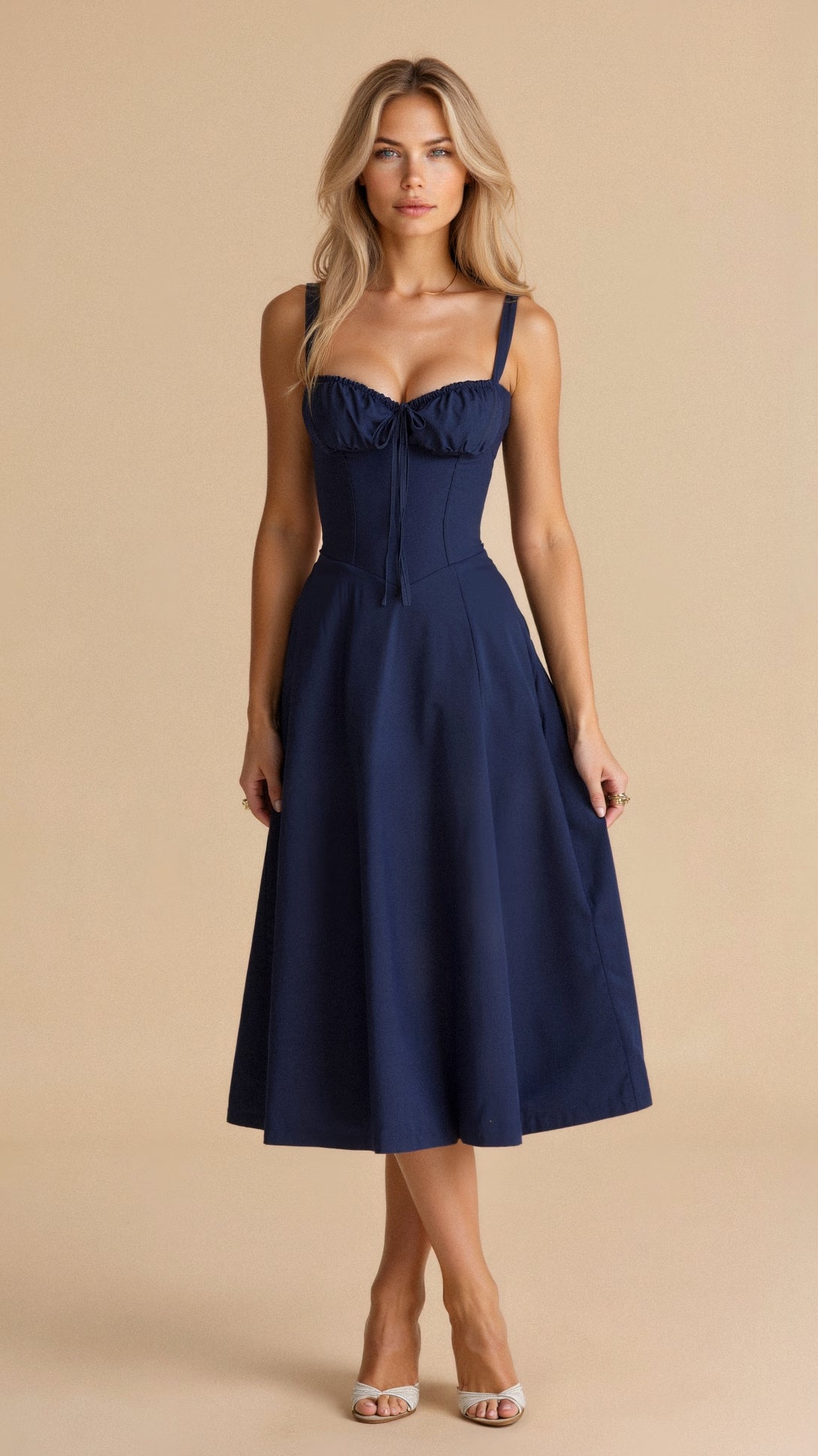 Lureza | Vestido midi con diseño corsé y falda fluida