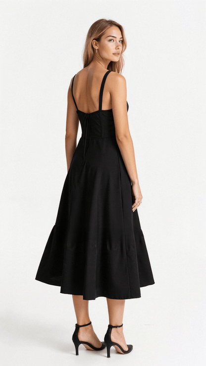 Lureza | Vestido midi con diseño corsé y falda fluida