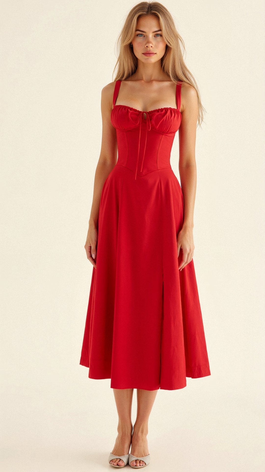 Modesta | Women's Chic Floral Print Corset Midi Dress